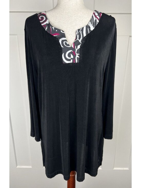 Chico's Tops - Chico’s Travelers Tunic Top Size 3 Black 3/4 Bell Sleeve Stretch Travel Blouse